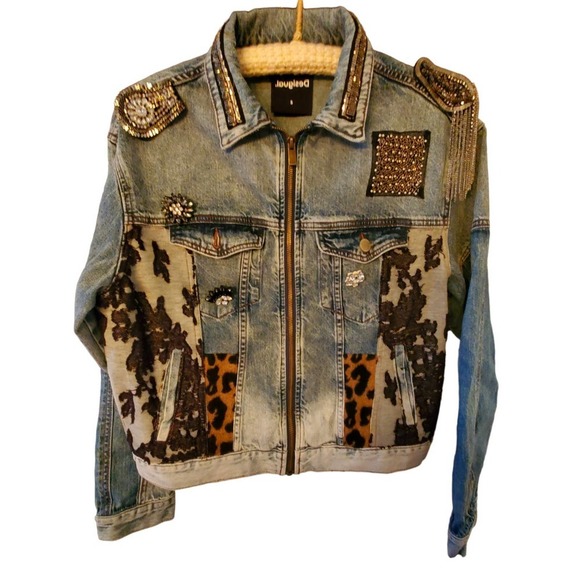 Desigual Women's Patchwork Denim Trucker Jacket Size S - Picture 8 of 13